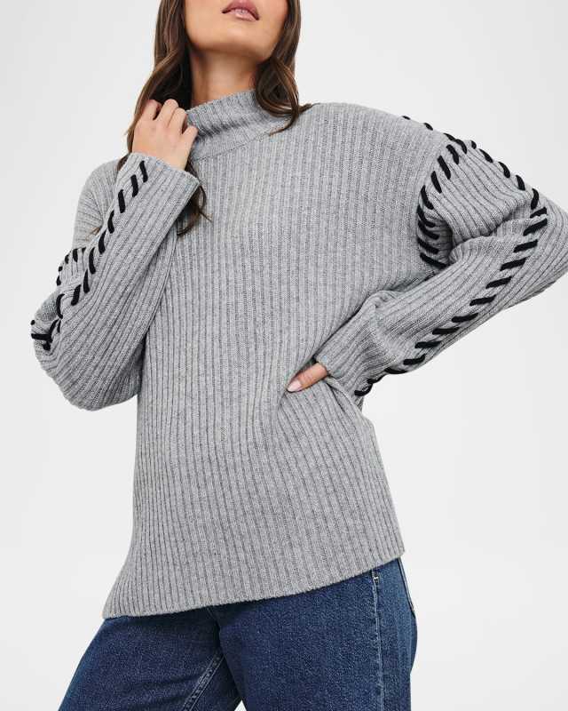 Liam Laced Mock-Neck Sweater